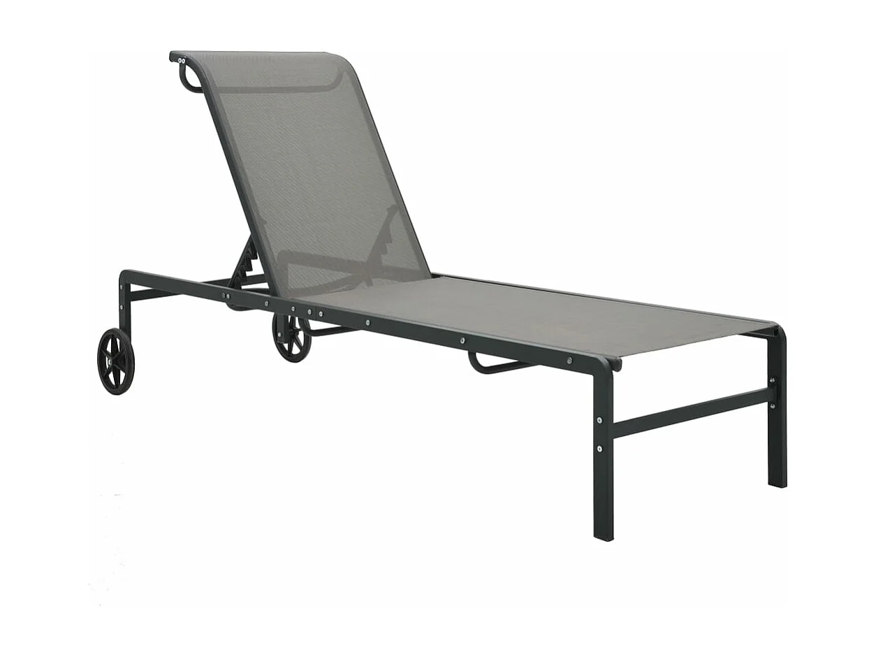 Chaises longues lot de 2 avec table Textilène et acier