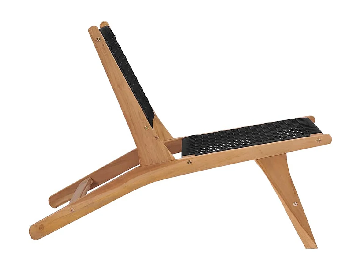 Sonnenliege mit Fußablage Massivholz Teak und Seil