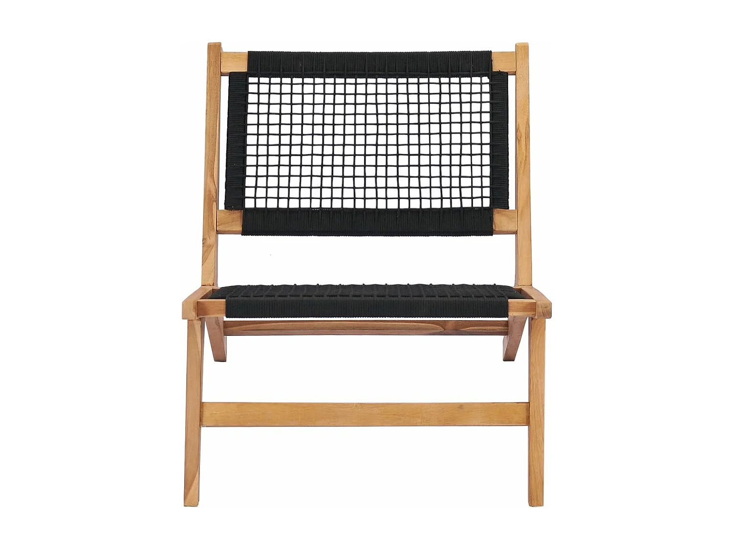 Sonnenliege mit Fußablage Massivholz Teak und Seil