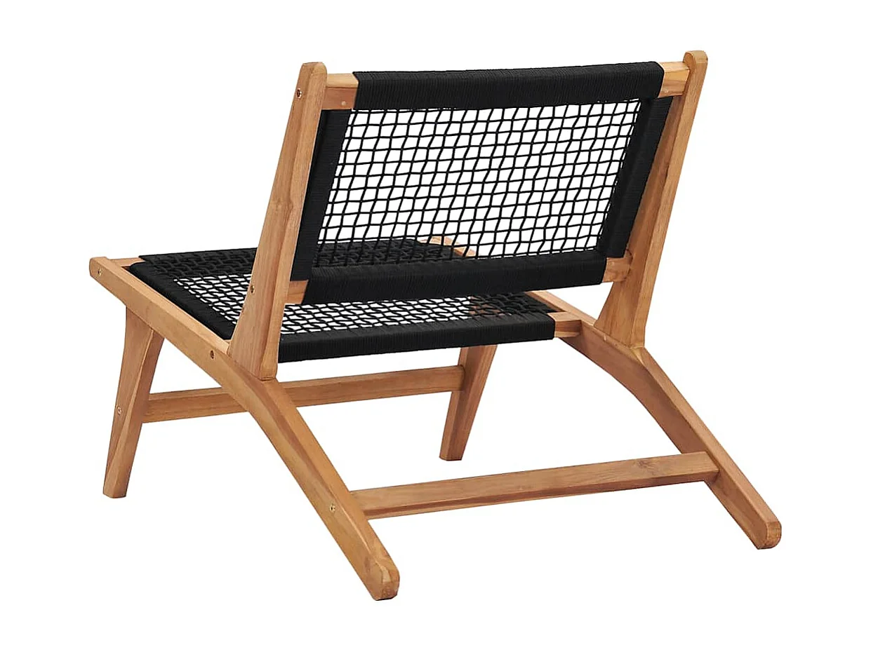 Sonnenliege mit Fußablage Massivholz Teak und Seil