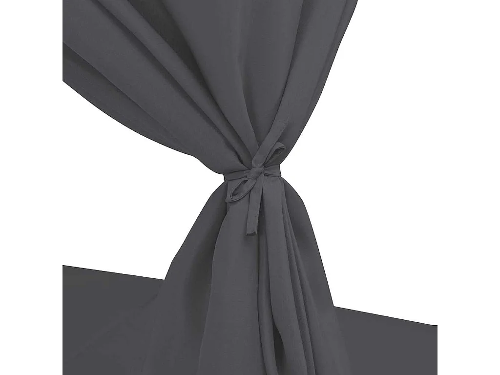 Outdoor-Lounge-Bett mit Vorhängen Poly Rattan Grau