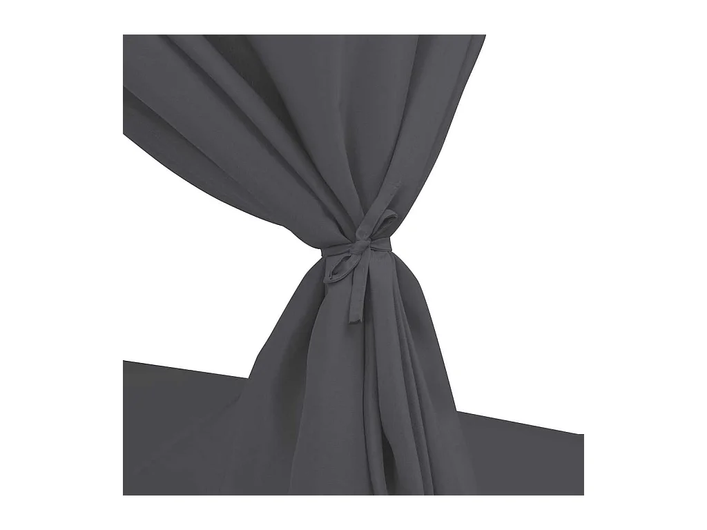 Outdoor-Lounge-Bett mit Vorhängen Poly Rattan Grau