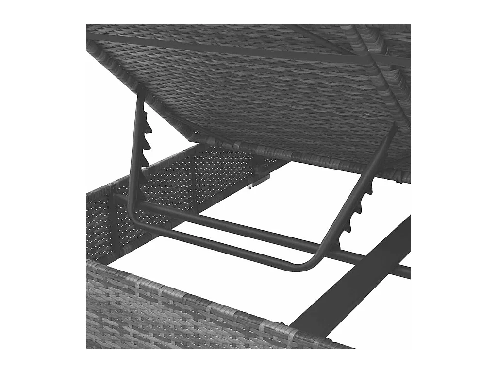 Outdoor-Lounge-Bett mit Vorhängen Poly Rattan Grau