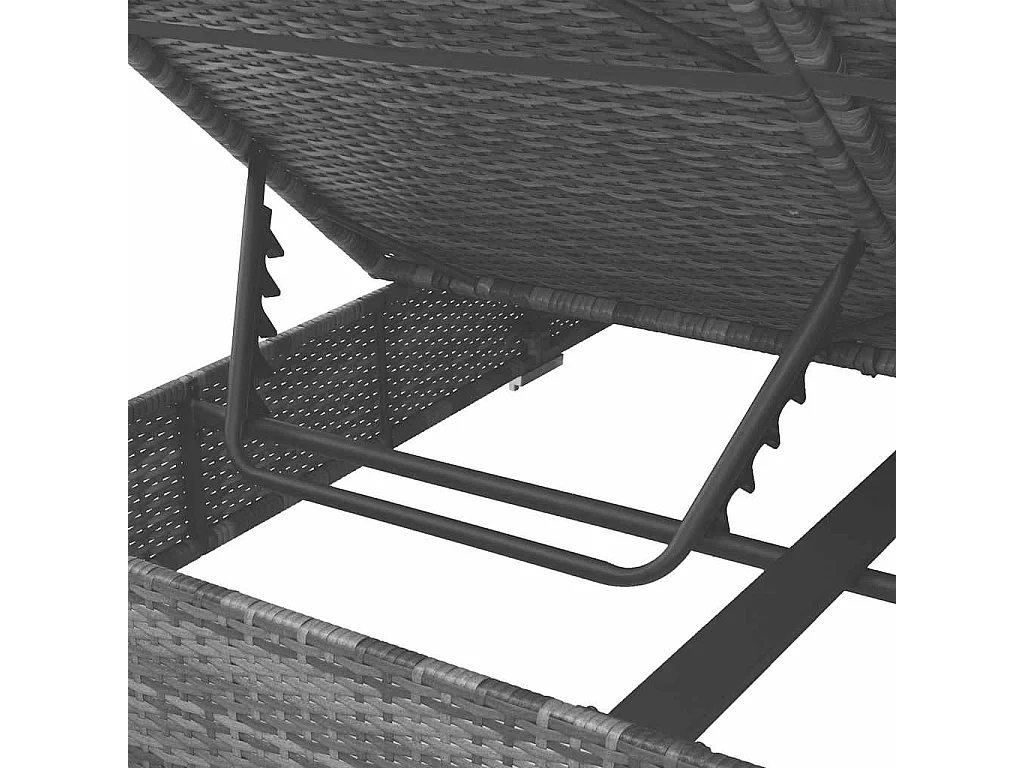 Chaise longue d'extérieur avec rideaux Résine tressée Gris