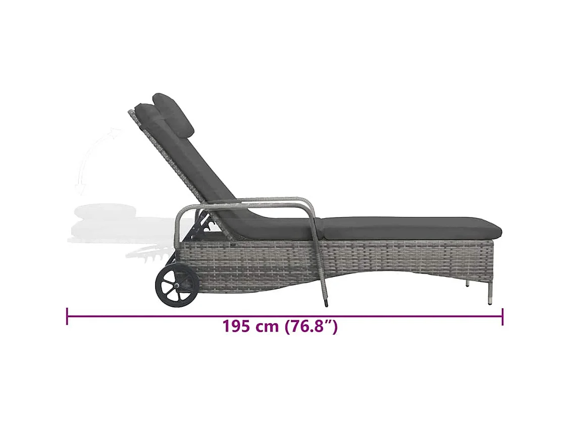 Chaise longue avec roues Résine tressée Anthracite