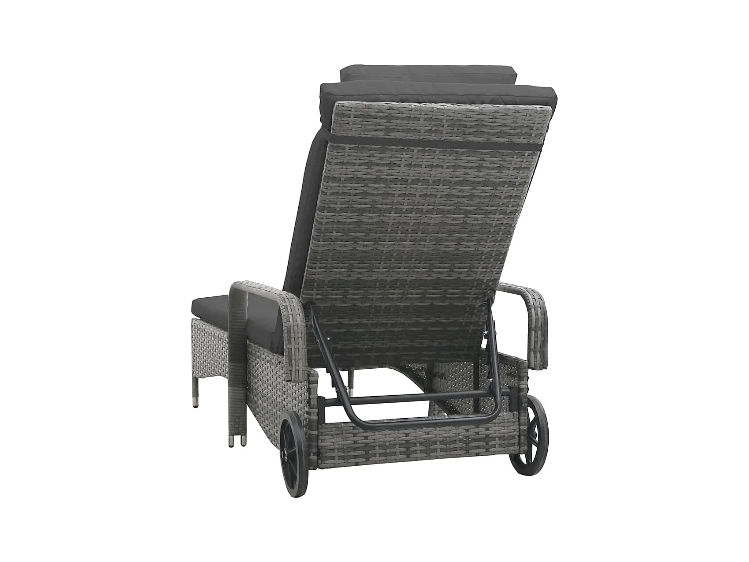 Sonnenliege mit Rädern Poly Rattan Anthrazit