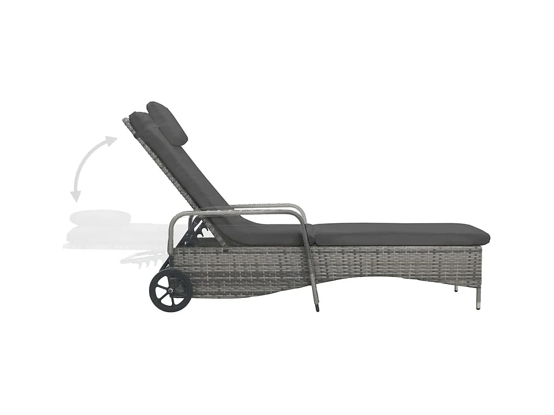 Sonnenliege mit Rädern Poly Rattan Anthrazit