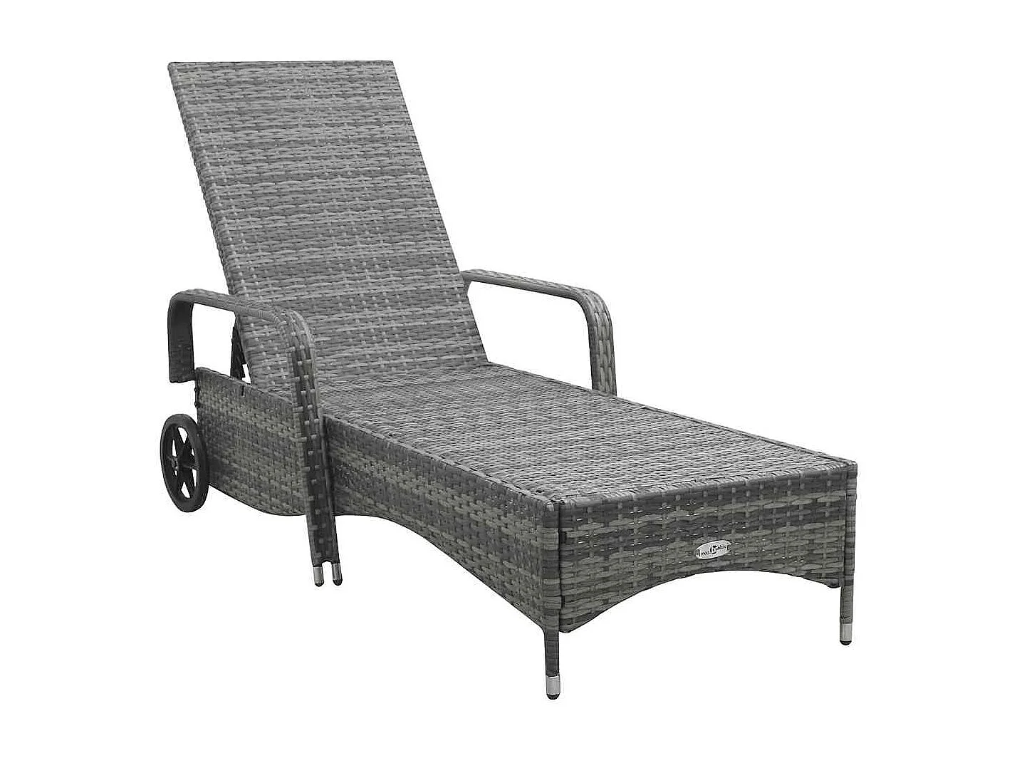 Ligbed met wielen poly rattan antraciet