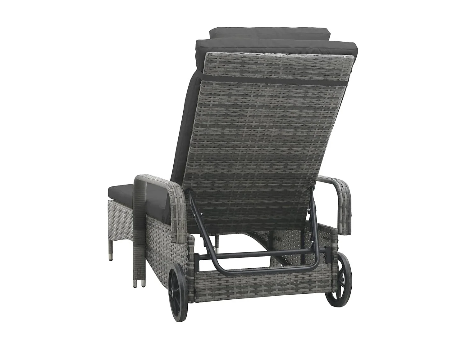 Ligbed met wielen poly rattan antraciet