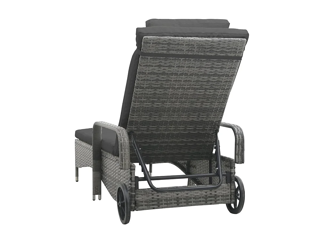 Ligbed met wielen poly rattan antraciet