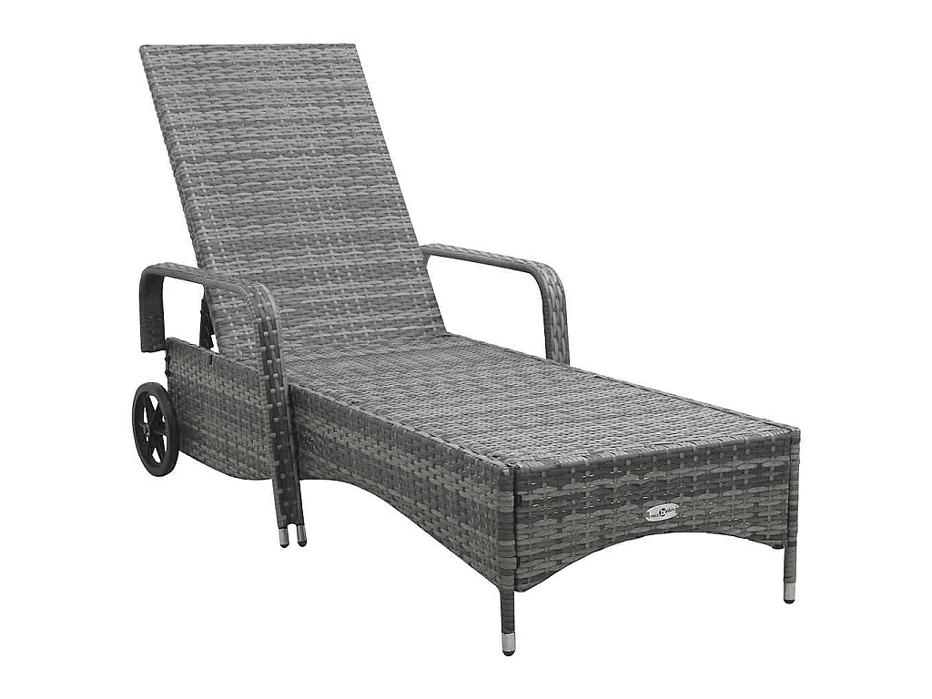 Ligbed met wielen poly rattan antraciet