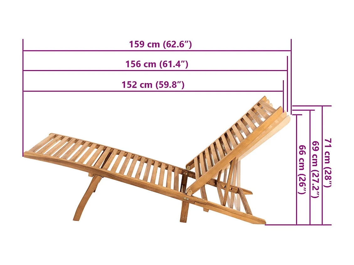 Sonnenliege Massivholz Teak