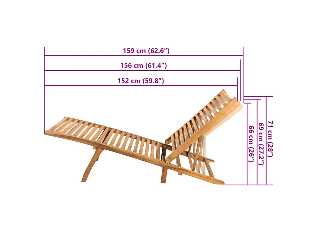 Sonnenliege Massivholz Teak