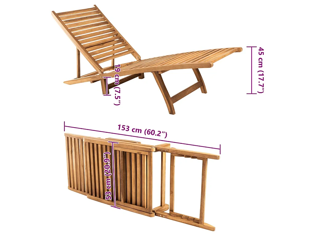 Sonnenliege Massivholz Teak
