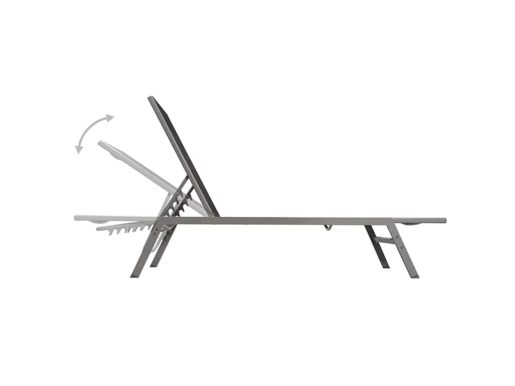Chaises longues lot de 2 avec table acier et textilène noir