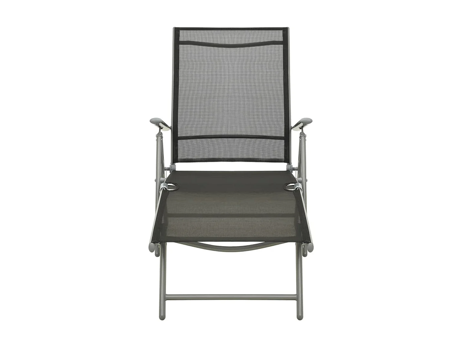 Chaise longue pliable Textilène et aluminium noir et argenté
