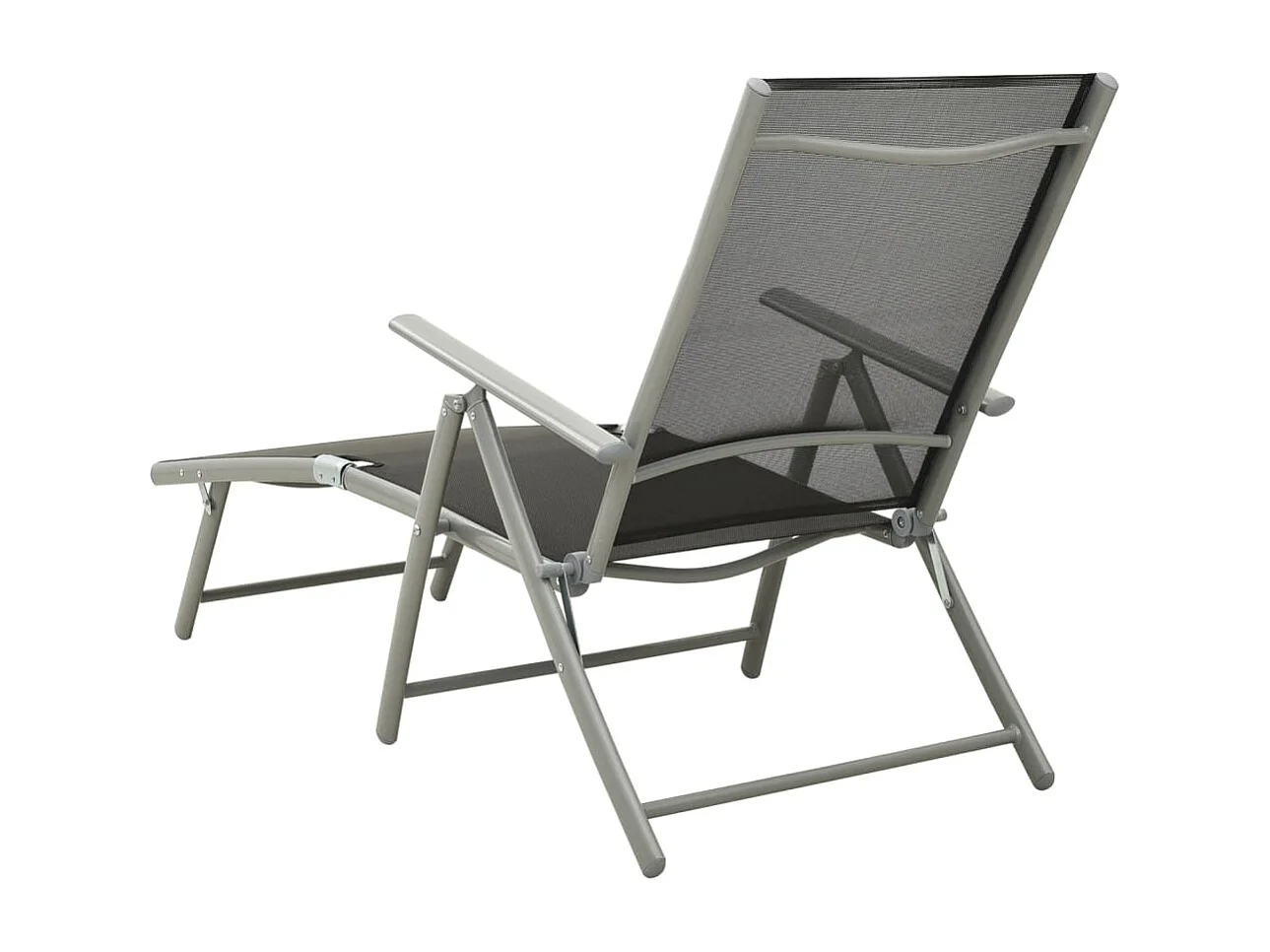 Chaise longue pliable Textilène et aluminium noir et argenté