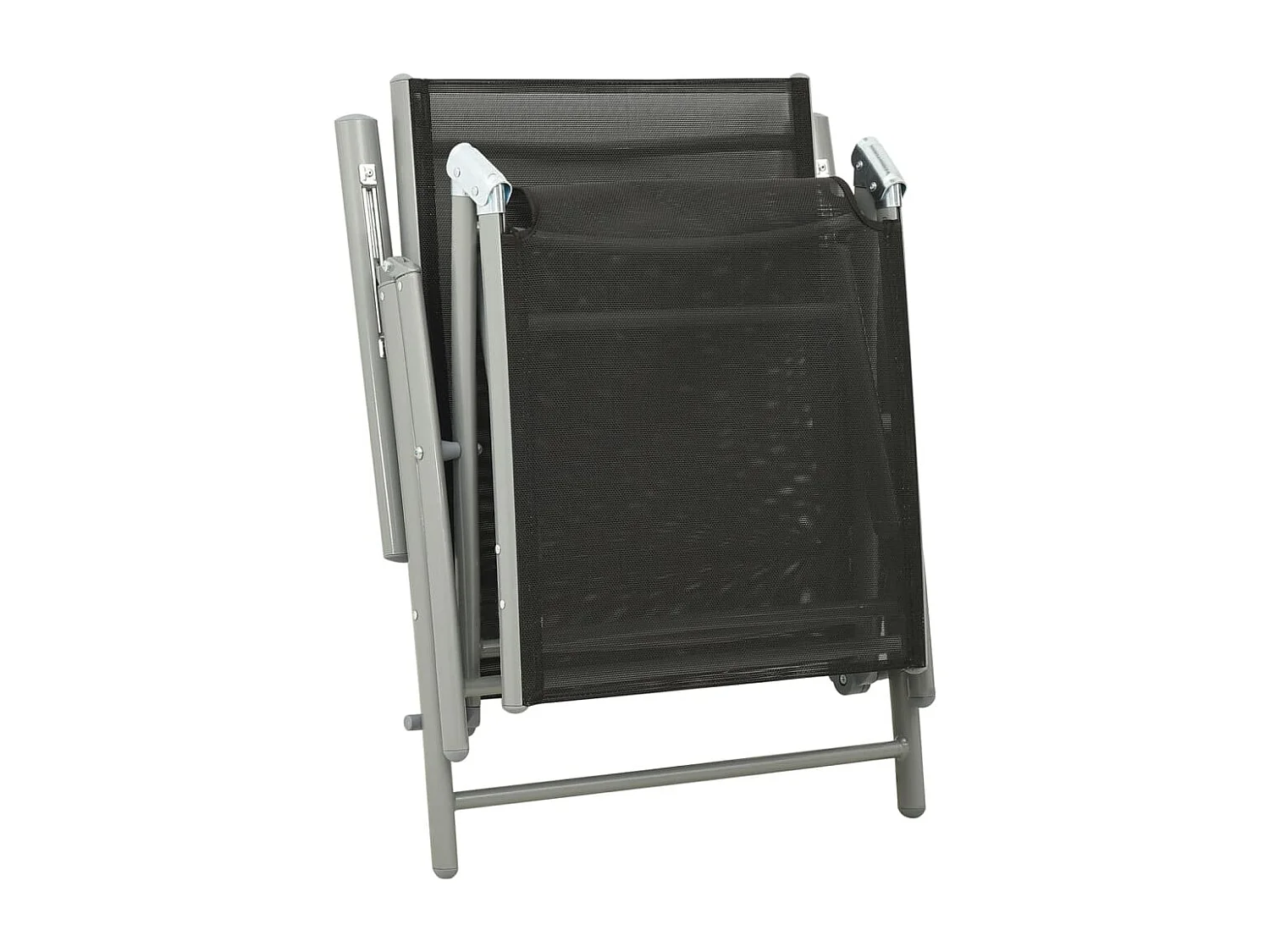 Chaise longue pliable Textilène et aluminium noir et argenté