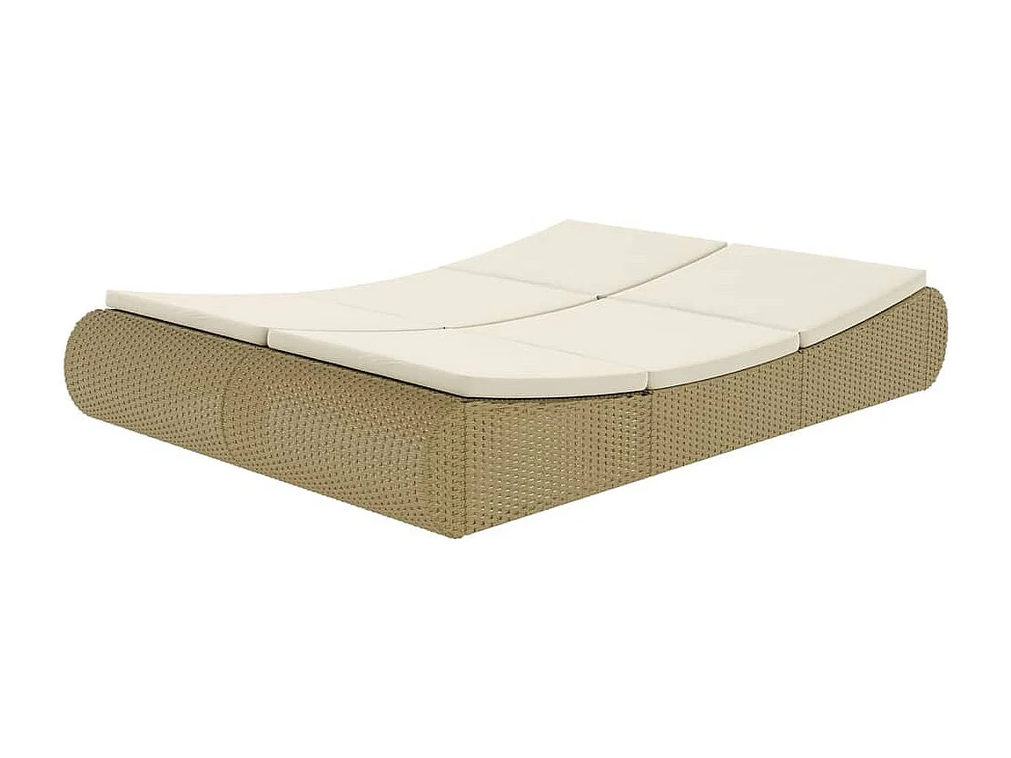 Loungebed poly rattan beige