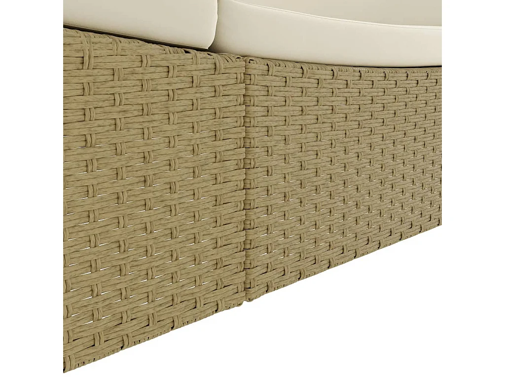 Loungebed poly rattan beige