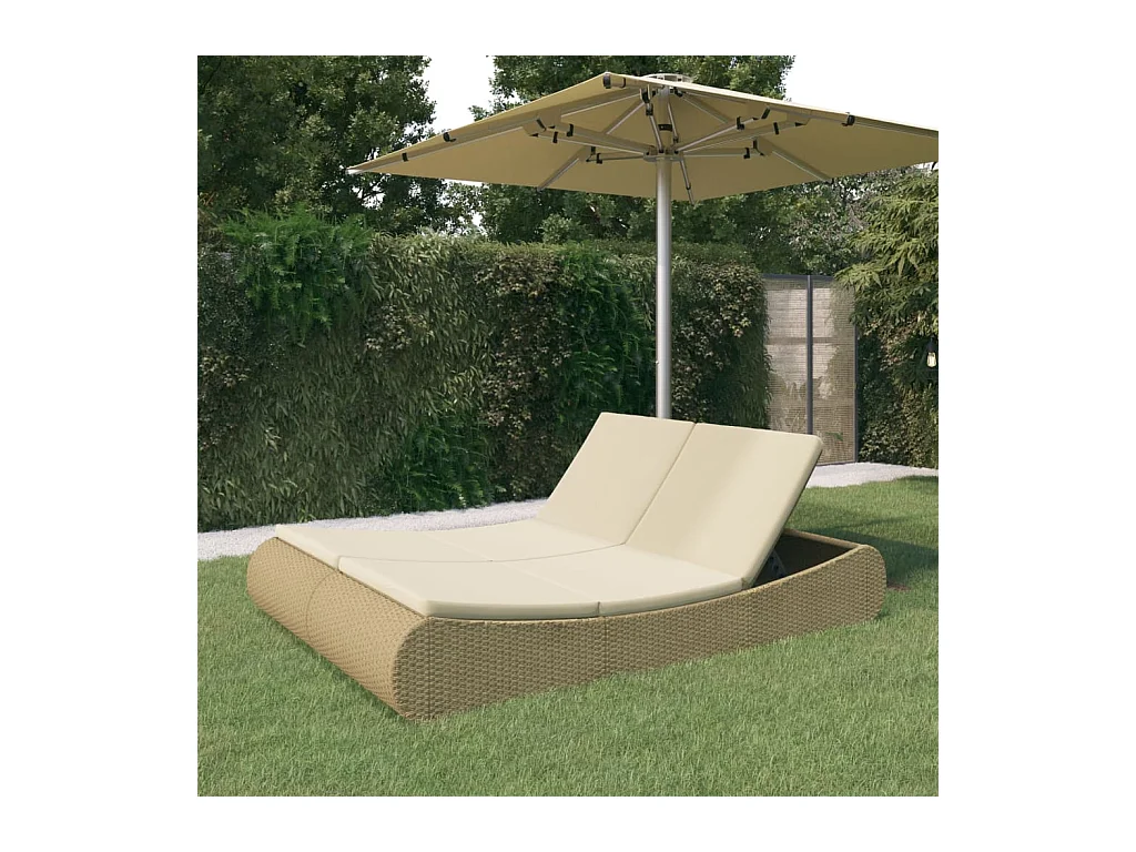 Chaise longue d'extérieur Résine tressée Beige