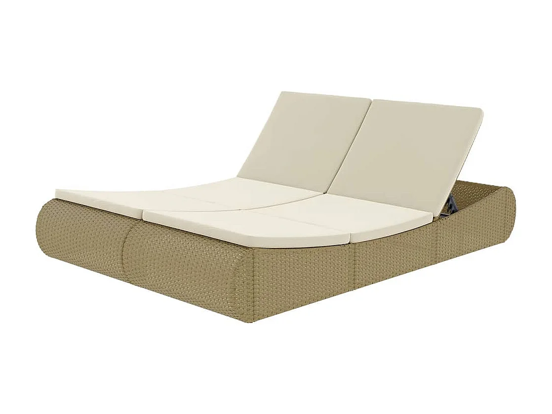 Chaise longue d'extérieur Résine tressée Beige