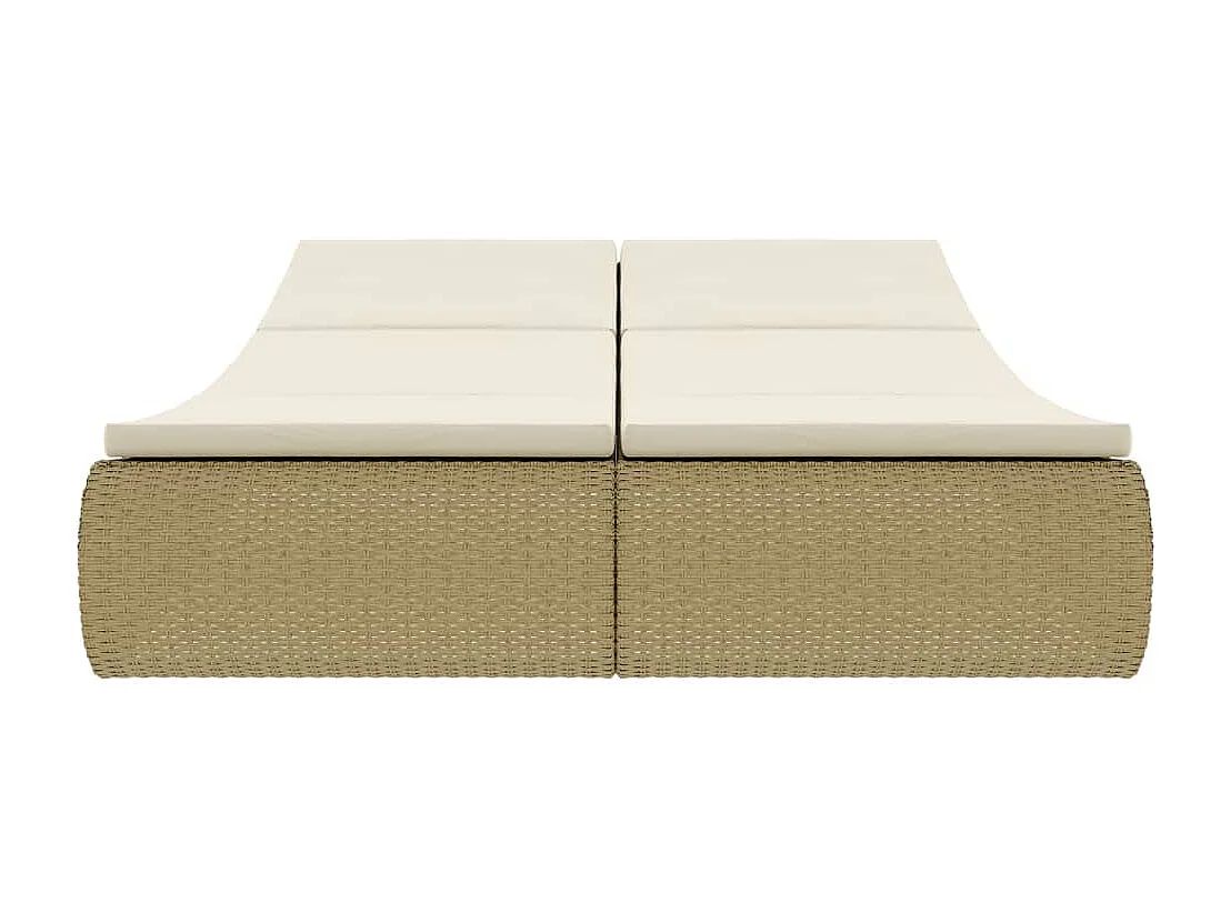 Chaise longue d'extérieur Résine tressée Beige