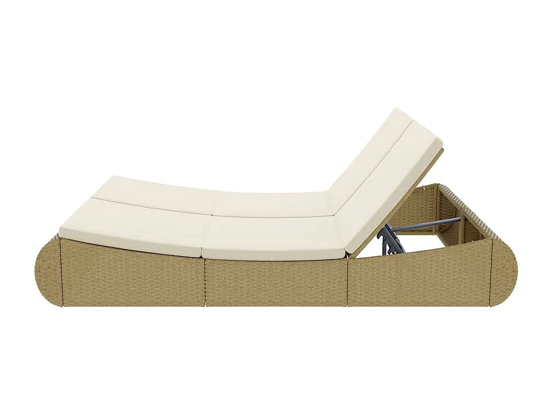 Chaise longue d'extérieur Résine tressée Beige