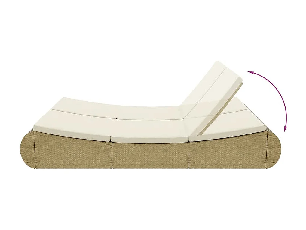 Chaise longue d'extérieur Résine tressée Beige