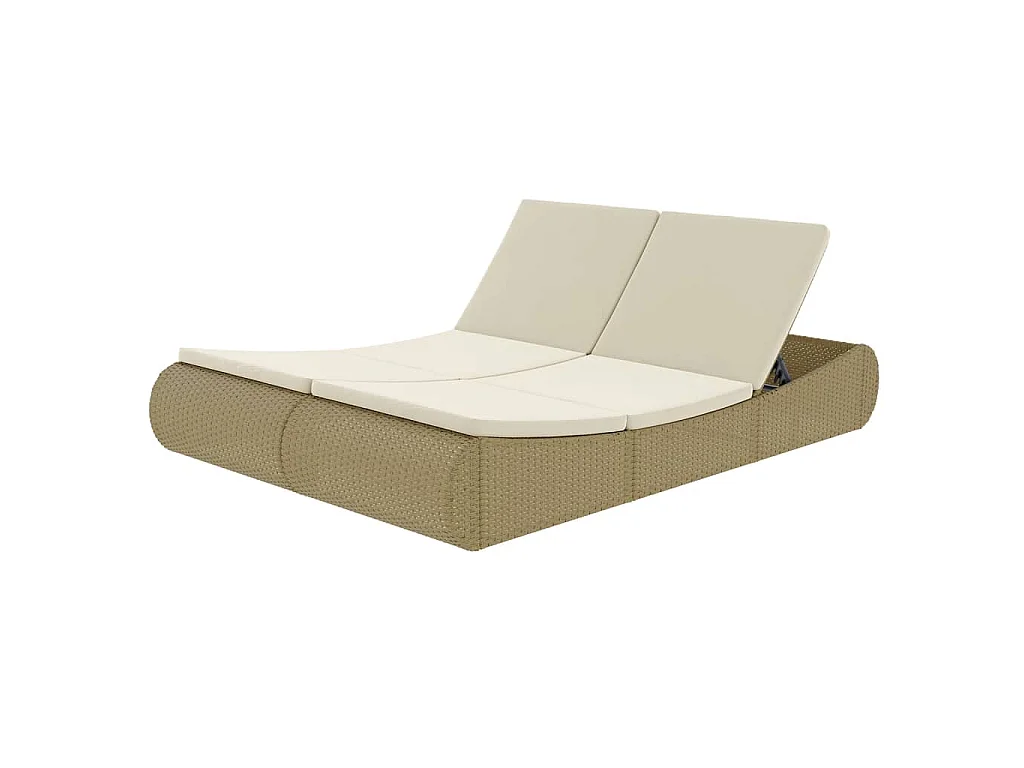 Loungebed poly rattan beige