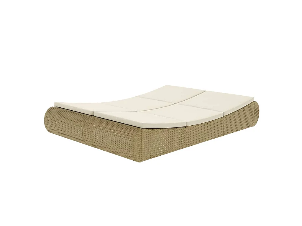 Loungebed poly rattan beige