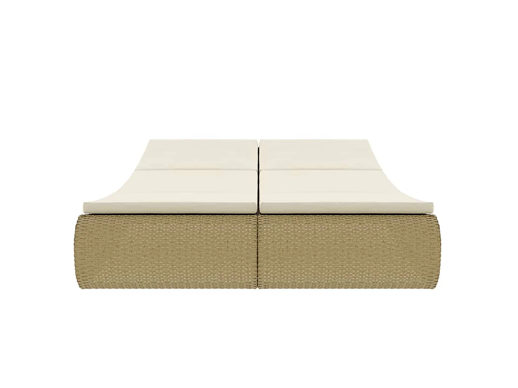 Loungebed poly rattan beige