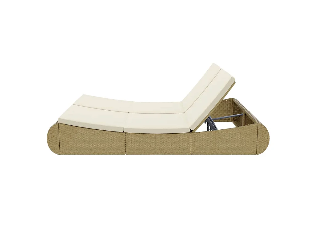 Loungebed poly rattan beige