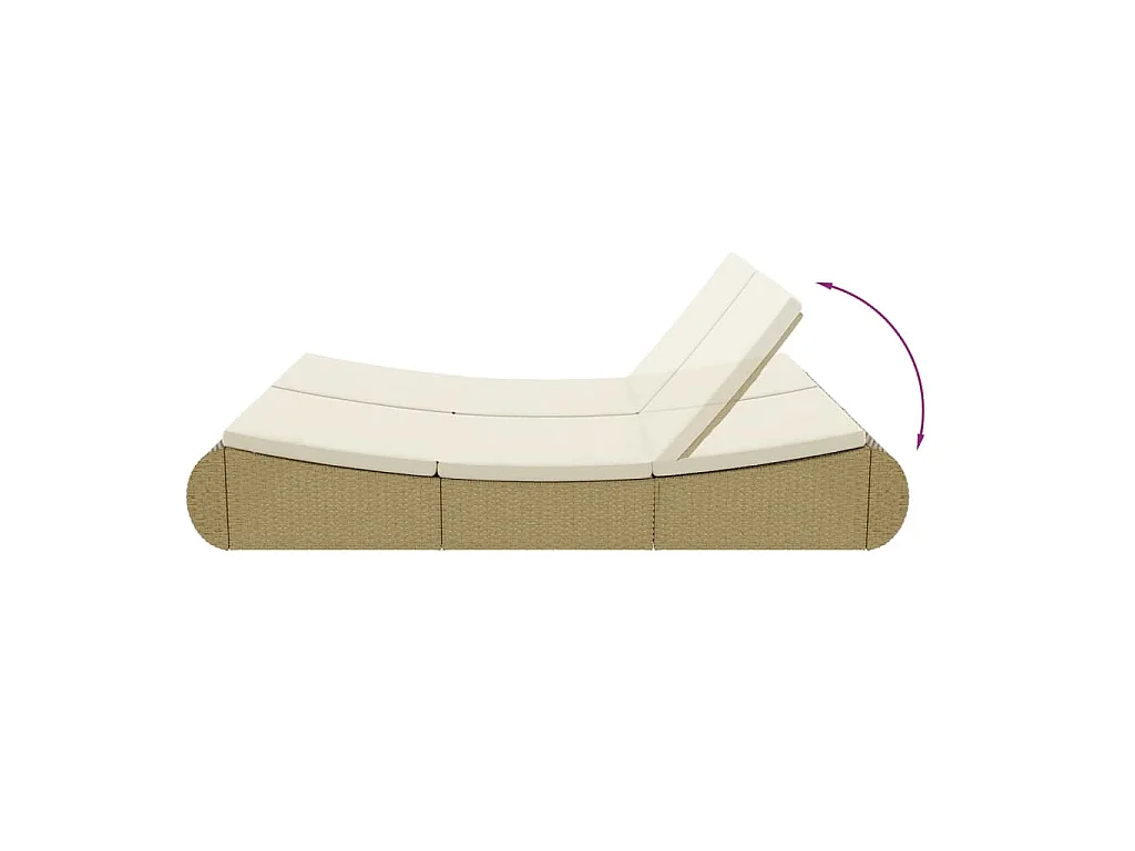 Loungebed poly rattan beige
