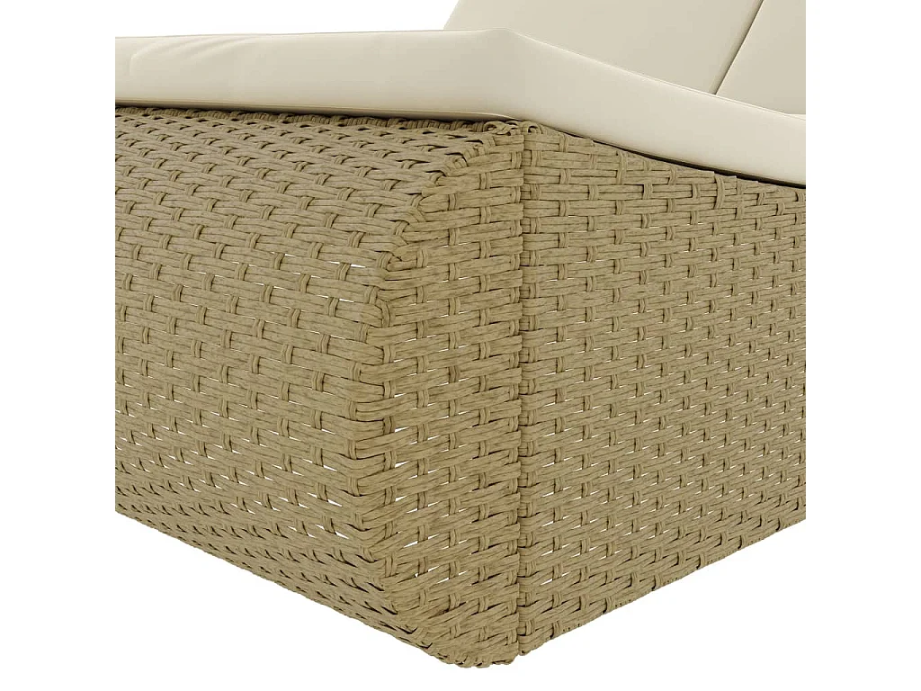 Loungebed poly rattan beige