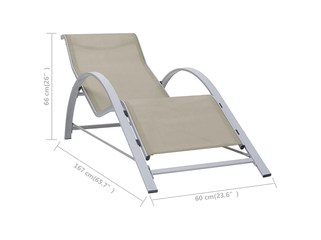 Sonnenliegen 2 Stk. mit Tisch Aluminium Cremeweiß