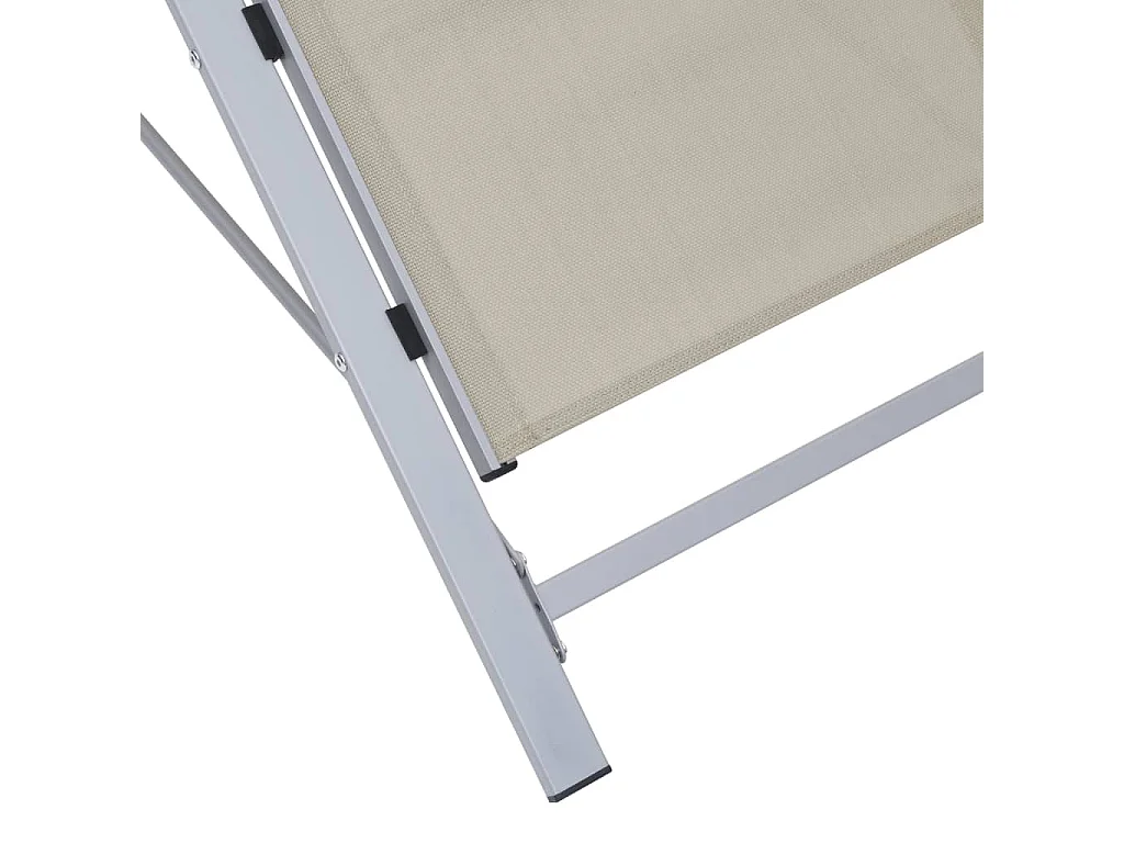 Sonnenliegen 2 Stk. mit Tisch Aluminium Cremeweiß