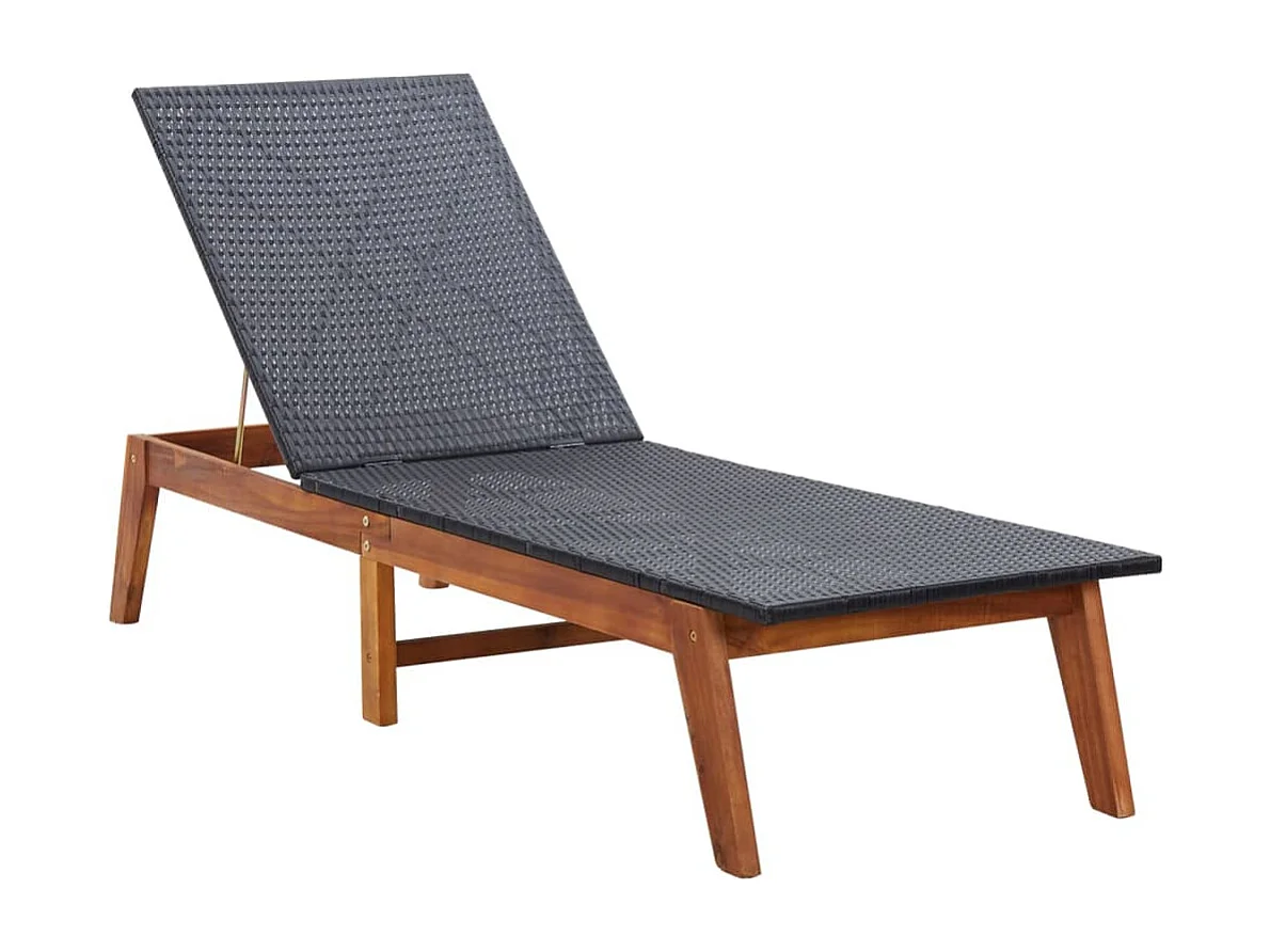 Chaise longue Résine tressée et bois d'acacia massif