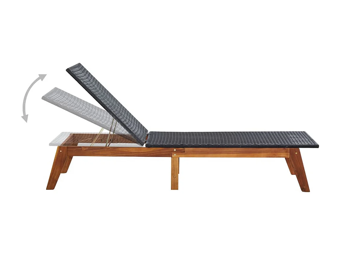 Chaise longue Résine tressée et bois d'acacia massif