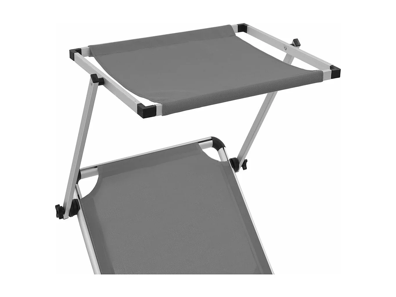 Ligbedden inklapbaar met dak 2 st aluminium en textileen grijs