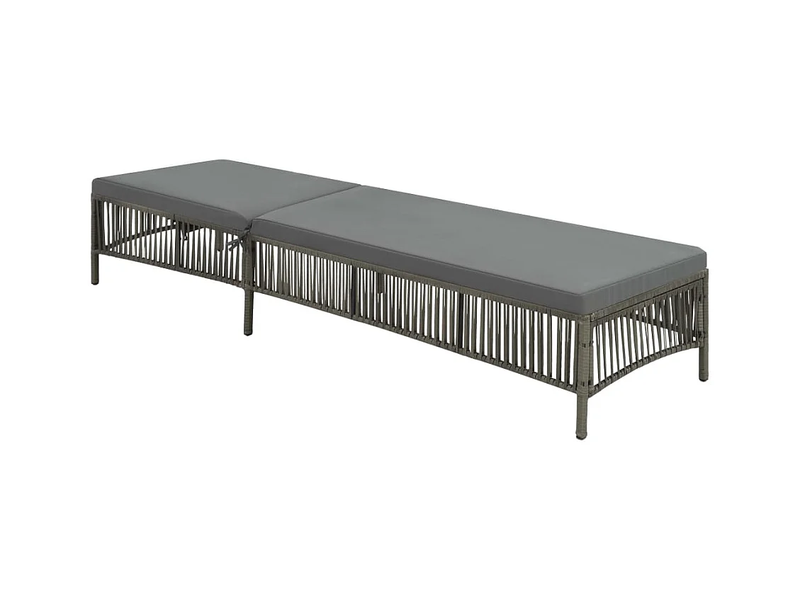 Chaise longue avec coussin Résine tressée Gris