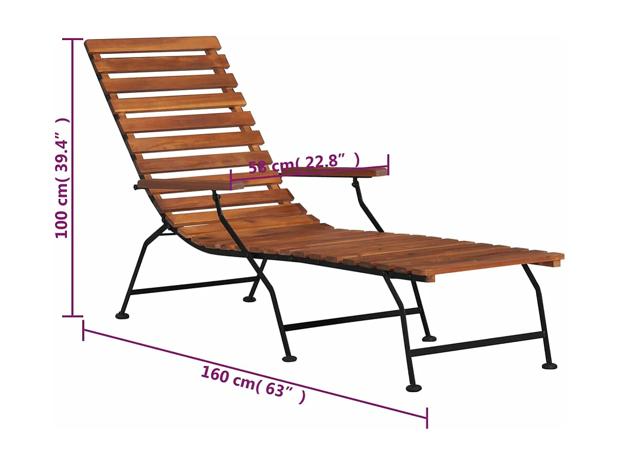 Chaise de terrasse d'extérieur Bois d'acacia solide
