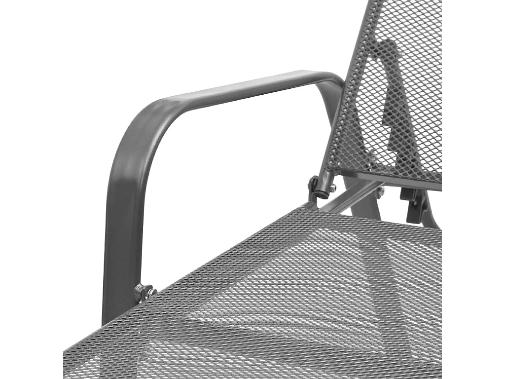 Chaises longues lot de 2 avec table Acier Anthracite