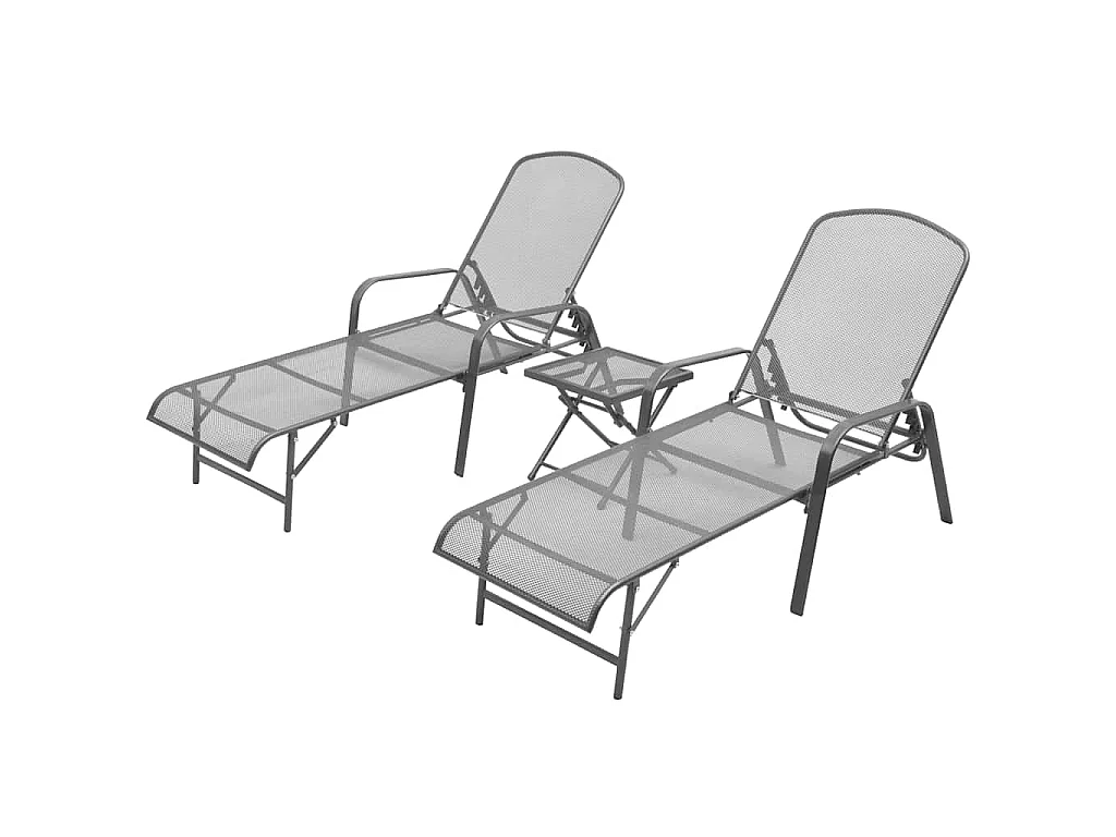 Sonnenliegen 2 Stk. mit Tisch Stahl Anthrazit