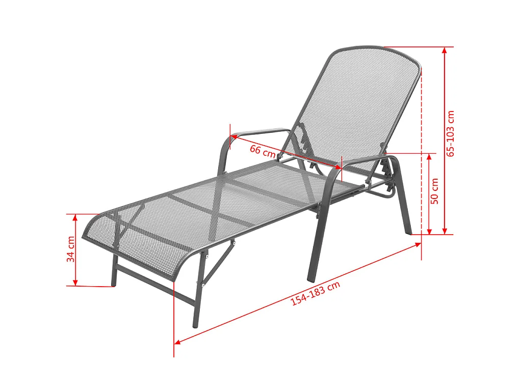 Sonnenliegen 2 Stk. mit Tisch Stahl Anthrazit