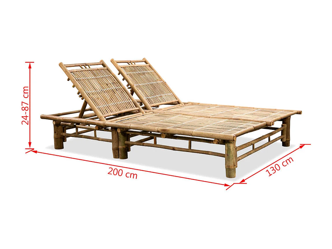 Chaise longue pour 2 personnes Bambou