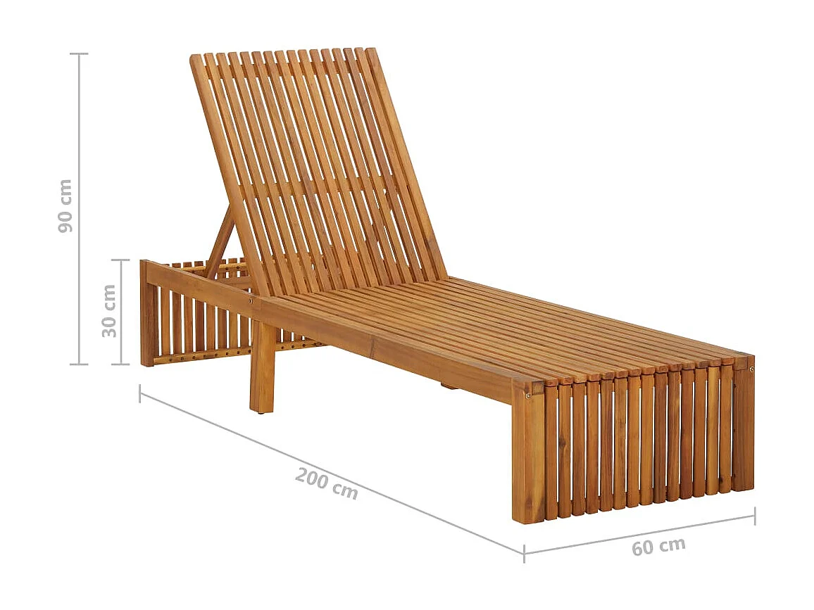 Chaise longue bois d'acacia solide