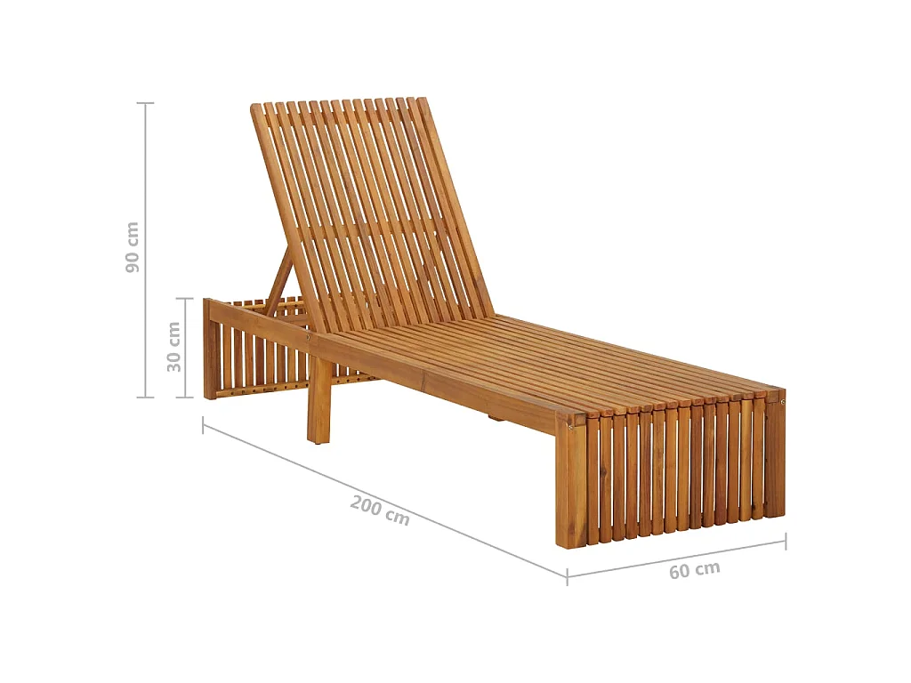Chaise longue bois d'acacia solide