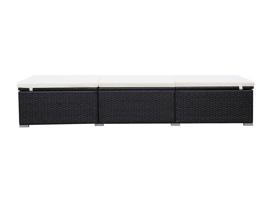 Sonnenliegen mit Auflage 2 Stk. Poly Rattan Schwarz