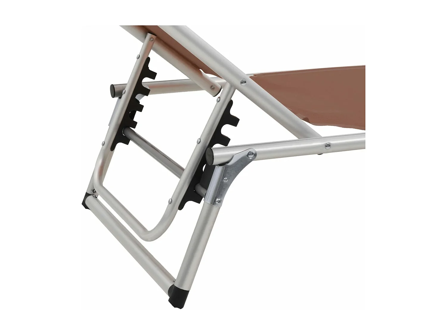 Ligbedden inklapbaar met dak 2 st aluminium en textileen bruin